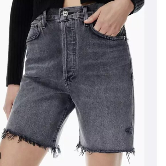 Citizen Of Humanity Camilla Frayed Hem Ripped Shorts Karma Gray Denim Jorts - Picture 1 of 16